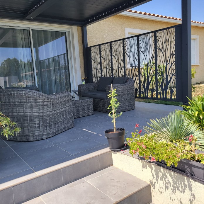 Terrasse brise vue acier